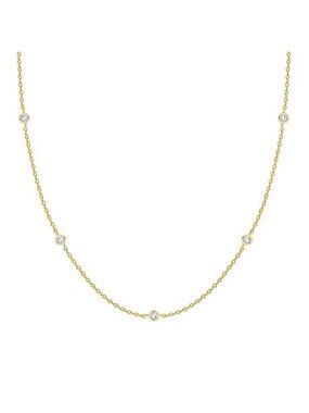 PAVOI Layering Necklace for Women, 14K Gold Plated Station CZ Chain